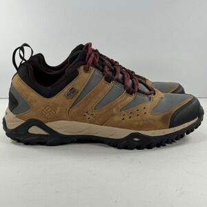 Columbia Men's Waterproof Techlite Hiking Trail Shoes Brown Grey Red Lace Size 8